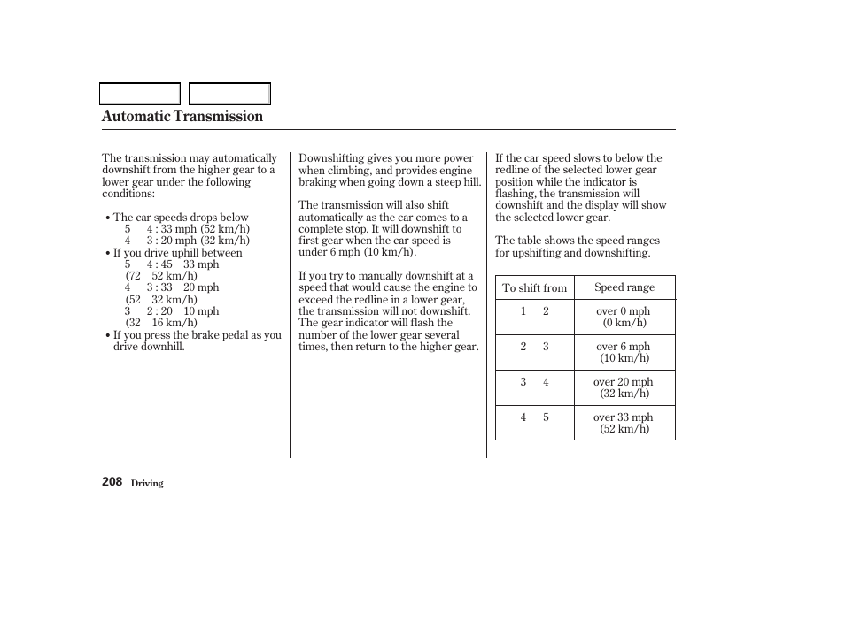 Automatic transmission | Acura 2004 TSX - Owner's Manual User Manual | Page 211 / 364