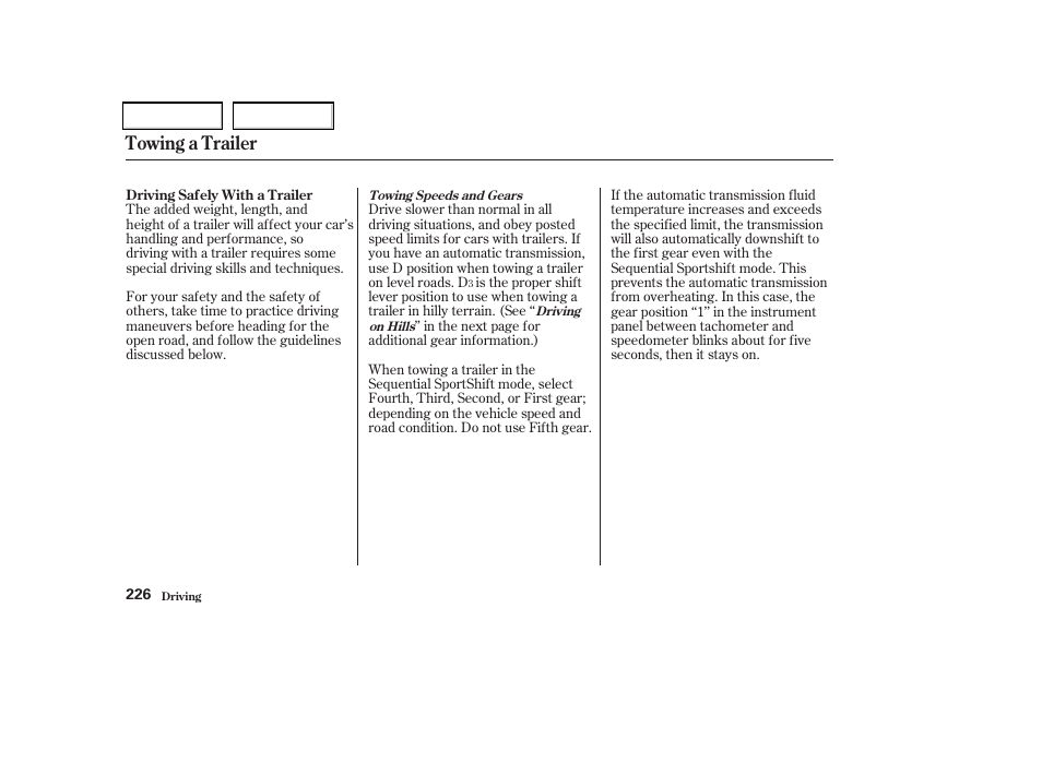 Towing a trailer | Acura 2004 TSX - Owner's Manual User Manual | Page 229 / 364