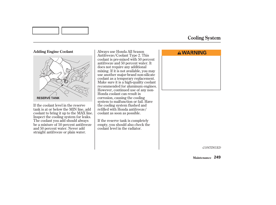 Cooling system | Acura 2004 TSX - Owner's Manual User Manual | Page 252 / 364