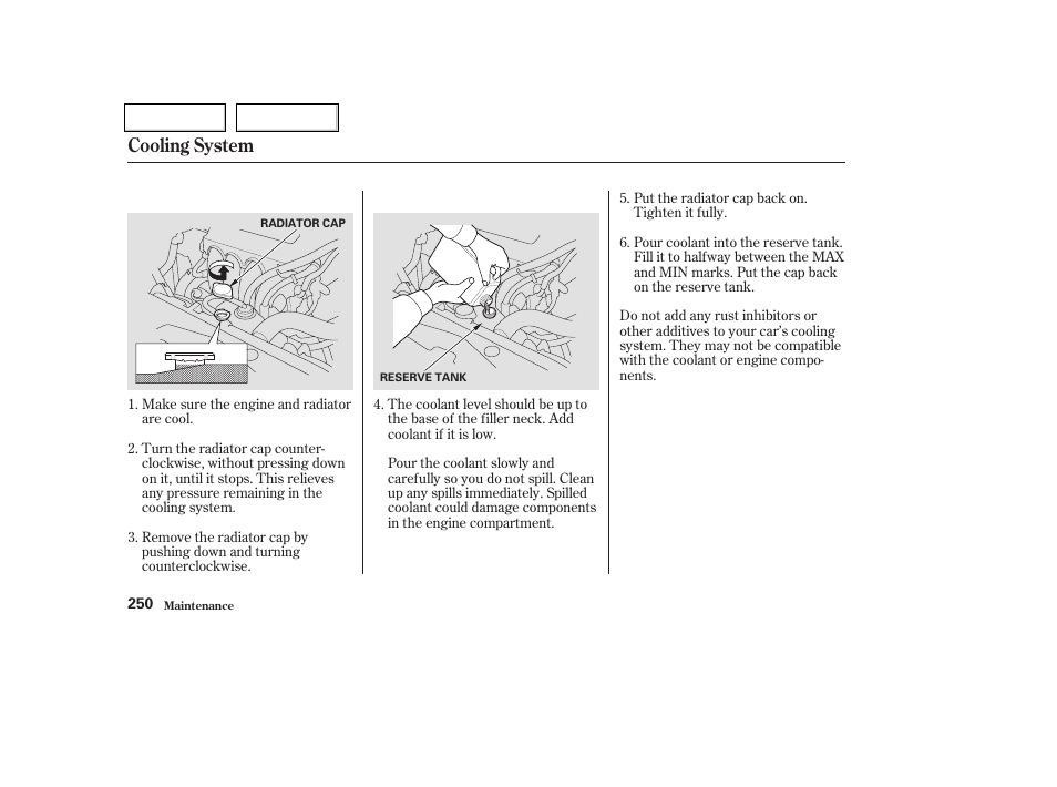Cooling system | Acura 2004 TSX - Owner's Manual User Manual | Page 253 / 364