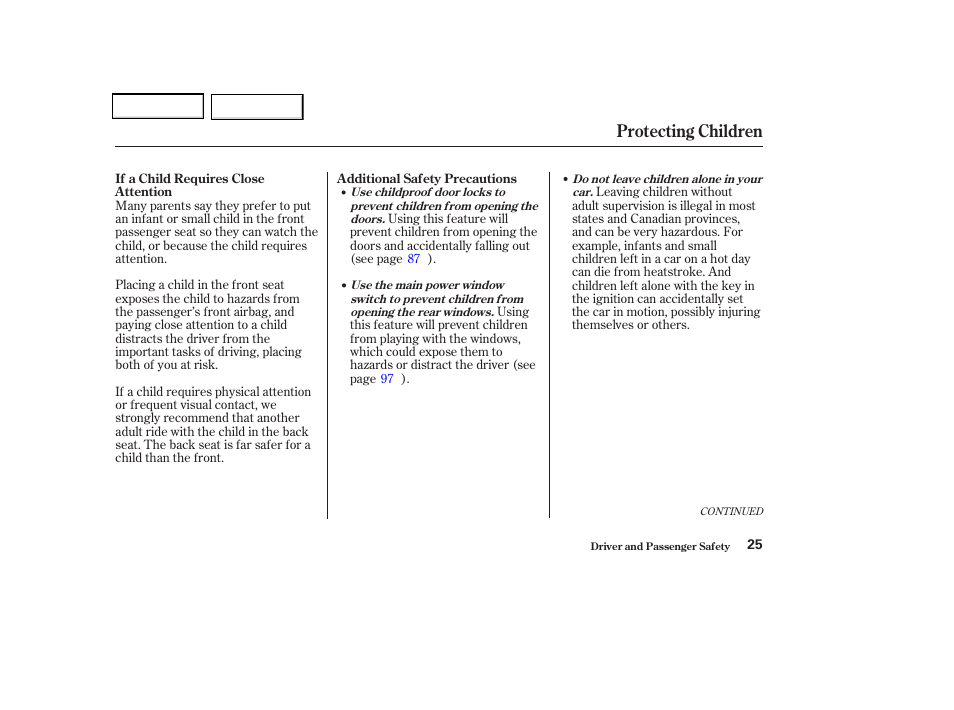 Protecting children | Acura 2004 TSX - Owner's Manual User Manual | Page 28 / 364