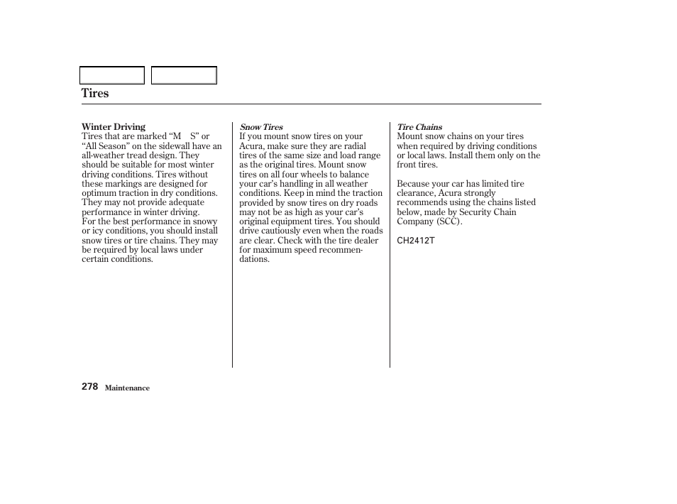 Tires | Acura 2004 TSX - Owner's Manual User Manual | Page 281 / 364