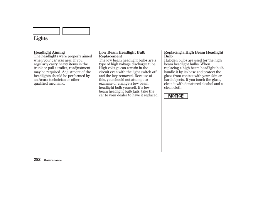 Lights | Acura 2004 TSX - Owner's Manual User Manual | Page 285 / 364