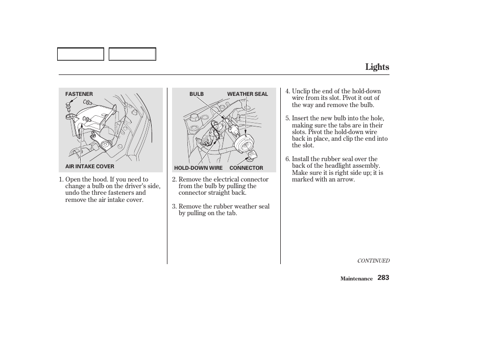 Lights | Acura 2004 TSX - Owner's Manual User Manual | Page 286 / 364