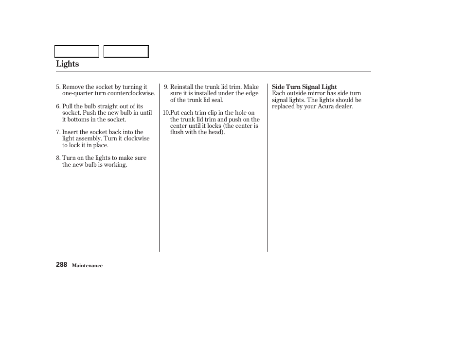 Lights | Acura 2004 TSX - Owner's Manual User Manual | Page 291 / 364