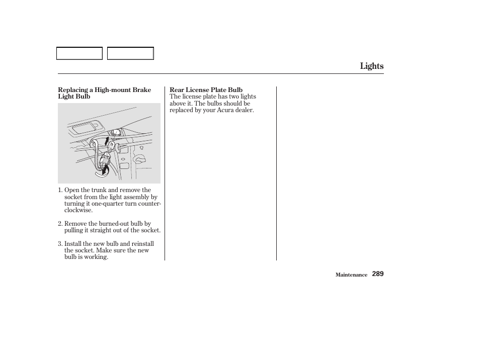 Lights | Acura 2004 TSX - Owner's Manual User Manual | Page 292 / 364
