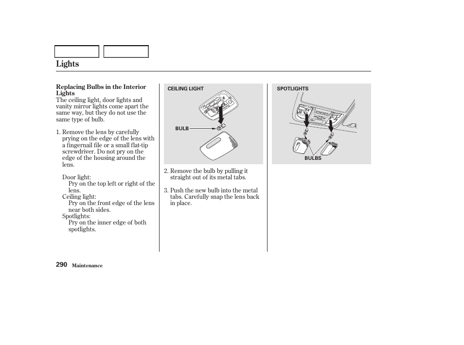 Lights | Acura 2004 TSX - Owner's Manual User Manual | Page 293 / 364