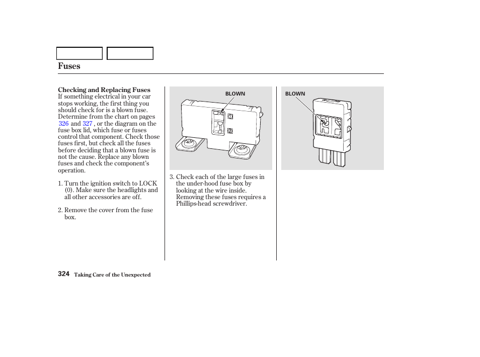 Fuses | Acura 2004 TSX - Owner's Manual User Manual | Page 327 / 364