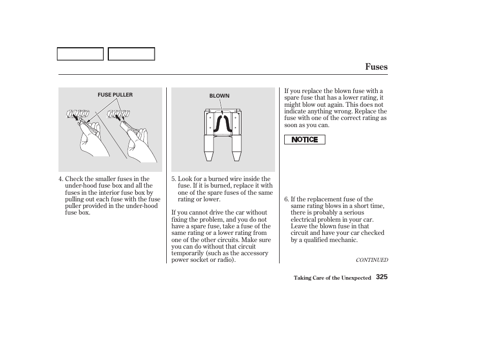 Fuses | Acura 2004 TSX - Owner's Manual User Manual | Page 328 / 364