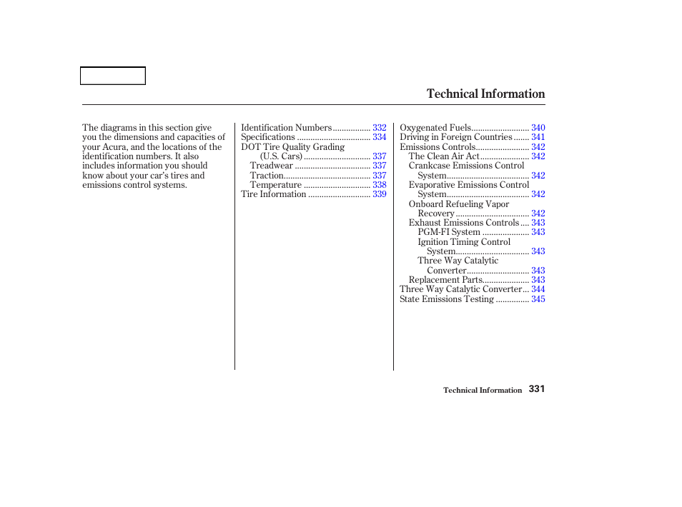 Technical information | Acura 2004 TSX - Owner's Manual User Manual | Page 334 / 364