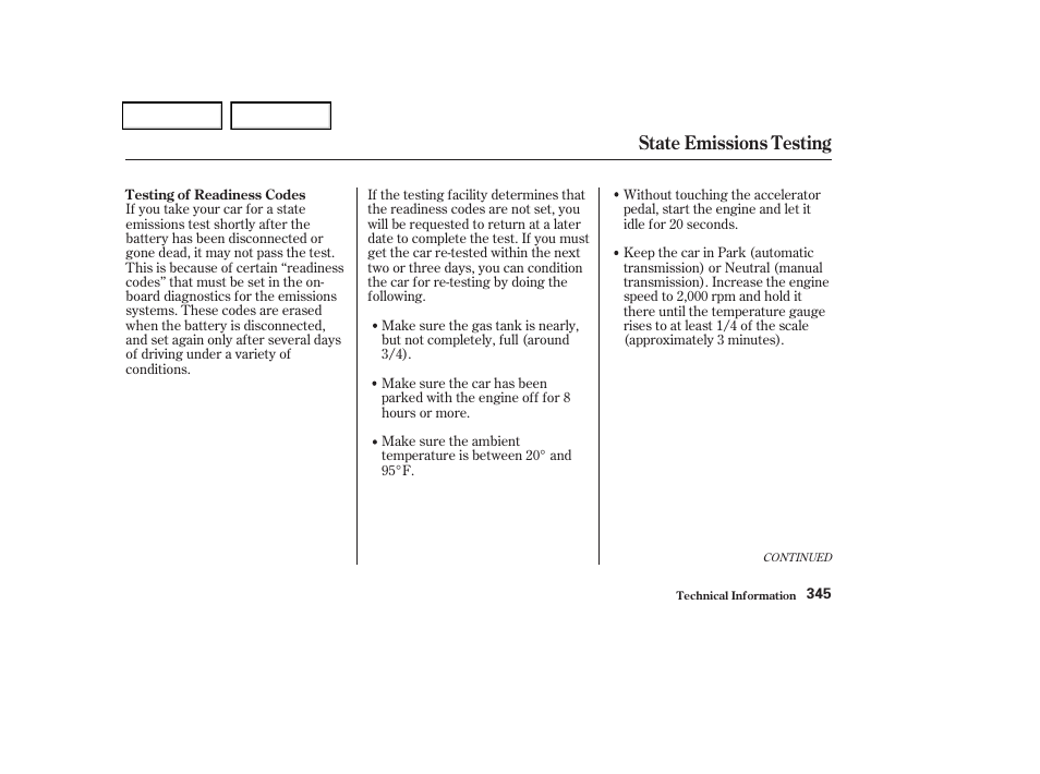 State emissions testing | Acura 2004 TSX - Owner's Manual User Manual | Page 348 / 364