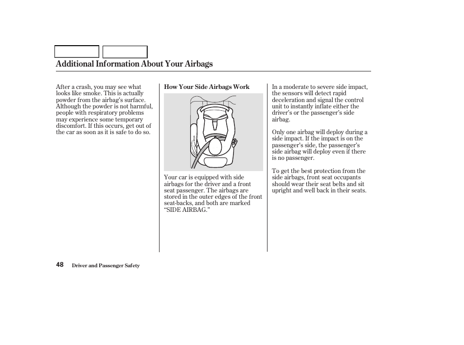 Additional information about your airbags | Acura 2004 TSX - Owner's Manual User Manual | Page 51 / 364