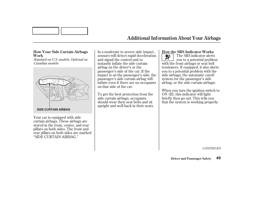Additional information about your airbags | Acura 2004 TSX - Owner's Manual User Manual | Page 52 / 364