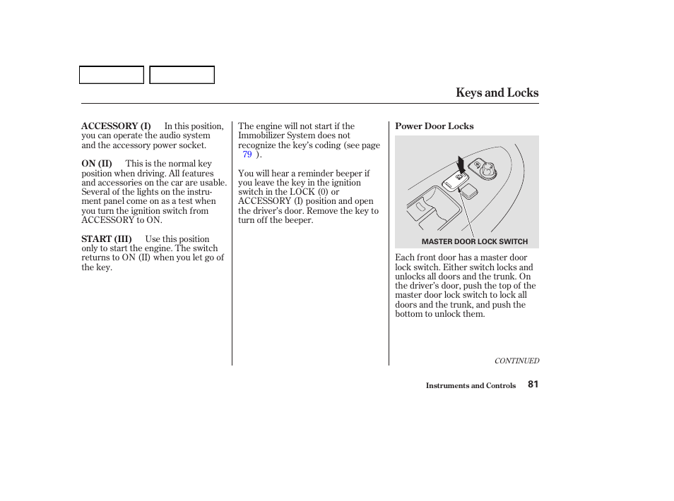 Keys and locks | Acura 2004 TSX - Owner's Manual User Manual | Page 84 / 364