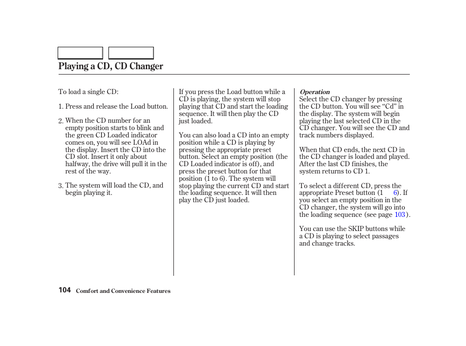 Playing a cd, cd changer | Acura 2004 RSX - Owner's Manual User Manual | Page 107 / 250