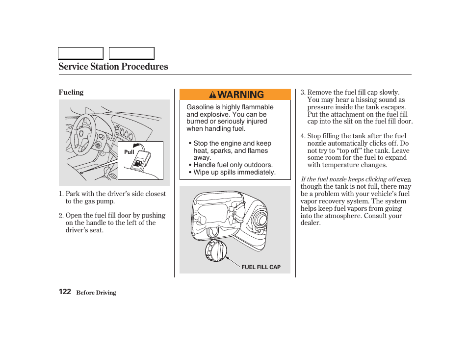 Service station procedures | Acura 2004 RSX - Owner's Manual User Manual | Page 125 / 250
