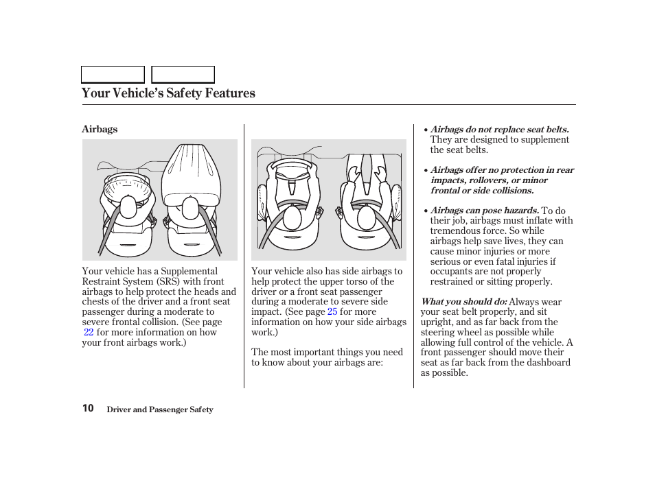 Your vehicle’s safety features | Acura 2004 RSX - Owner's Manual User Manual | Page 13 / 250