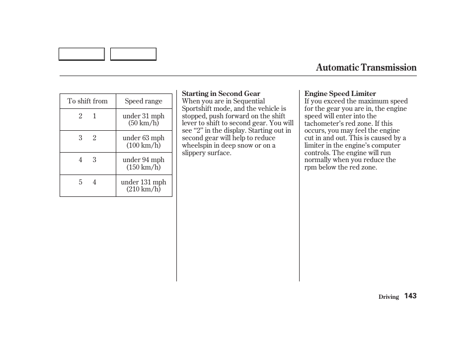Automatic transmission | Acura 2004 RSX - Owner's Manual User Manual | Page 146 / 250