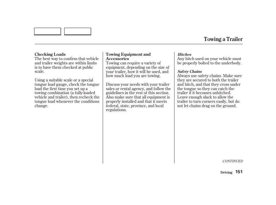 Towing a trailer | Acura 2004 RSX - Owner's Manual User Manual | Page 154 / 250