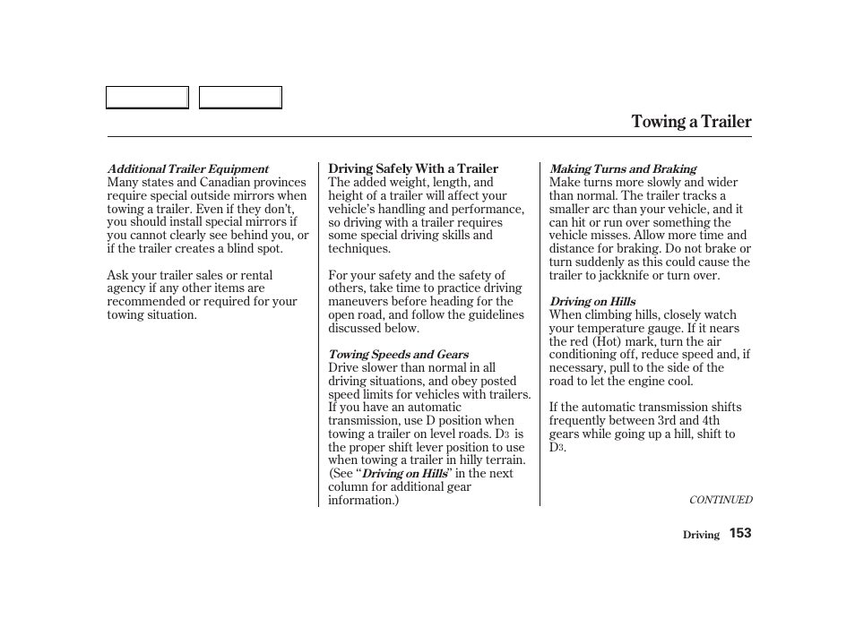 Towing a trailer | Acura 2004 RSX - Owner's Manual User Manual | Page 156 / 250