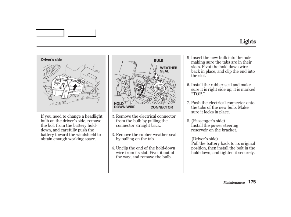 Lights | Acura 2004 RSX - Owner's Manual User Manual | Page 178 / 250