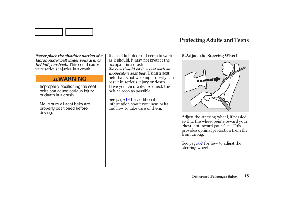 Protecting adults and teens | Acura 2004 RSX - Owner's Manual User Manual | Page 18 / 250