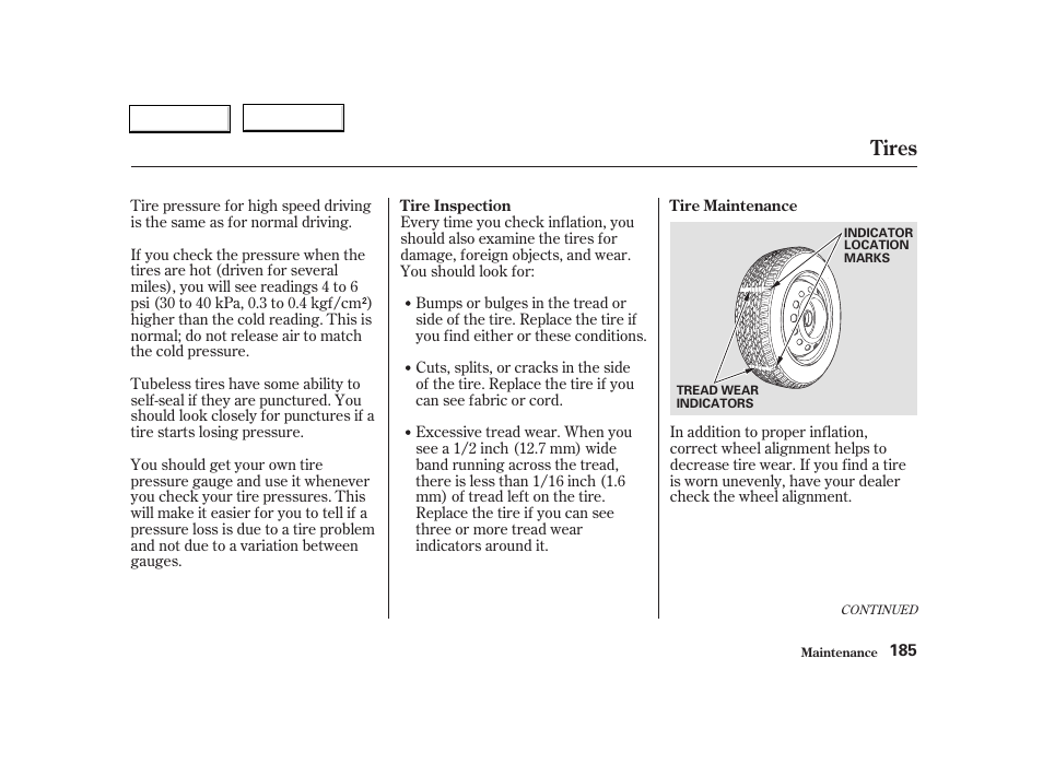 Tires | Acura 2004 RSX - Owner's Manual User Manual | Page 188 / 250