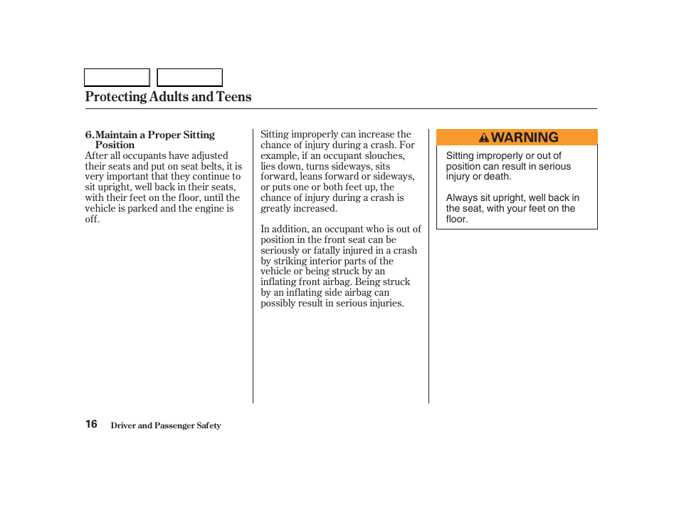 Protecting adults and teens | Acura 2004 RSX - Owner's Manual User Manual | Page 19 / 250