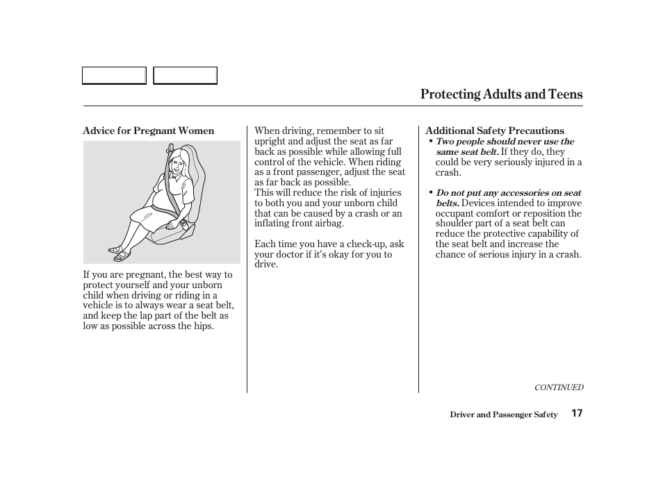 Protecting adults and teens | Acura 2004 RSX - Owner's Manual User Manual | Page 20 / 250