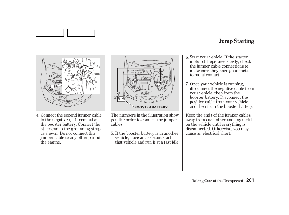 Jump starting | Acura 2004 RSX - Owner's Manual User Manual | Page 204 / 250