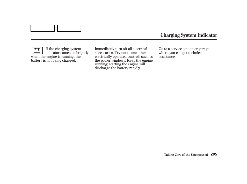 Charging system indicator | Acura 2004 RSX - Owner's Manual User Manual | Page 208 / 250