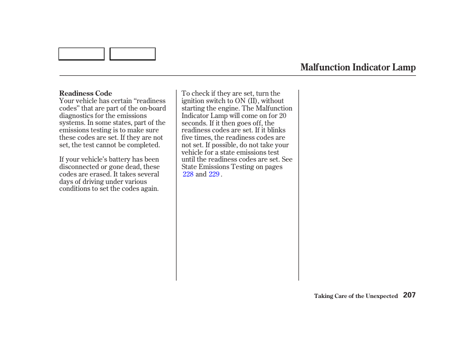 Malfunction indicator lamp | Acura 2004 RSX - Owner's Manual User Manual | Page 210 / 250