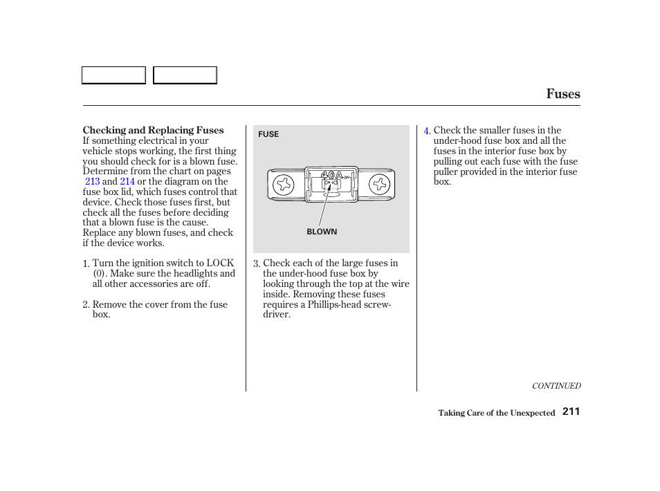 Fuses | Acura 2004 RSX - Owner's Manual User Manual | Page 214 / 250