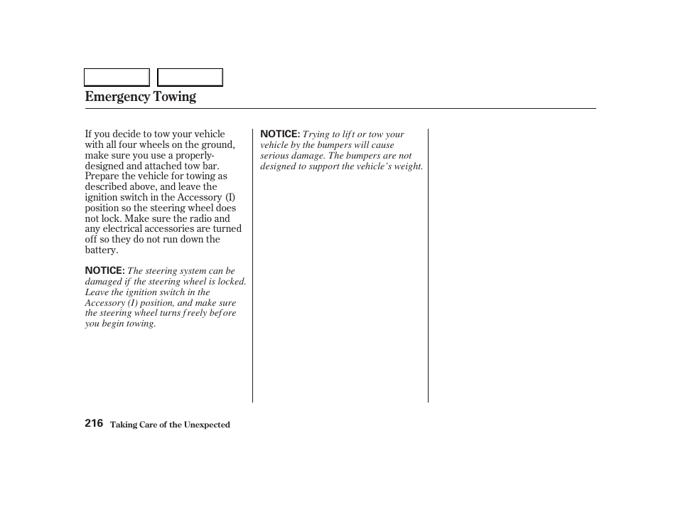 Emergency towing | Acura 2004 RSX - Owner's Manual User Manual | Page 219 / 250