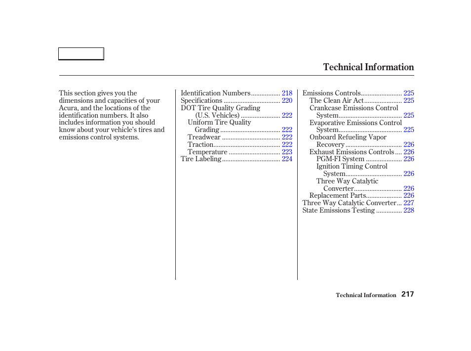 Technical information | Acura 2004 RSX - Owner's Manual User Manual | Page 220 / 250