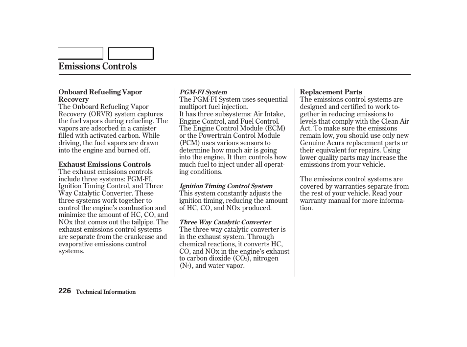 Emissions controls | Acura 2004 RSX - Owner's Manual User Manual | Page 229 / 250