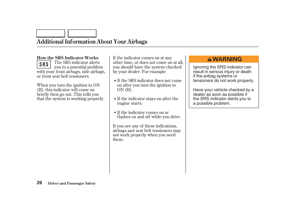 Additional information about your airbags | Acura 2004 RSX - Owner's Manual User Manual | Page 29 / 250