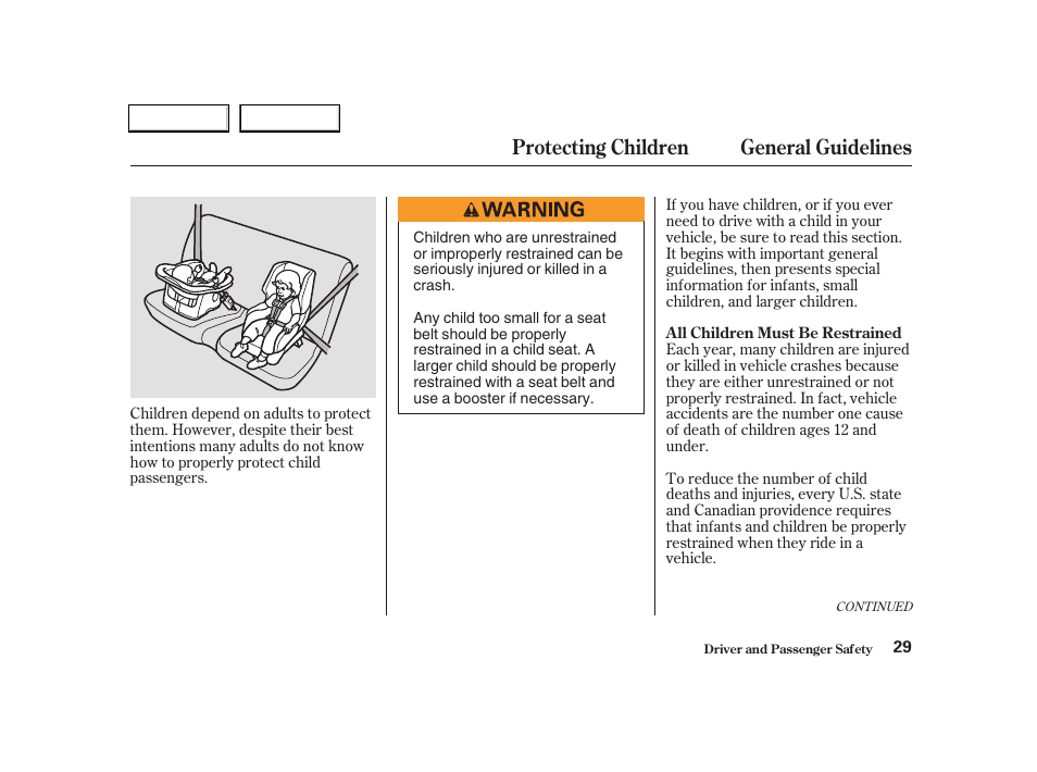Protecting children general guidelines | Acura 2004 RSX - Owner's Manual User Manual | Page 32 / 250