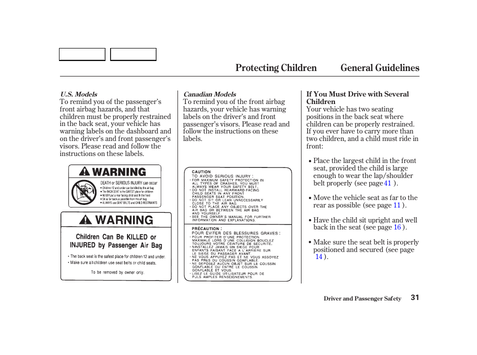 Protecting children general guidelines | Acura 2004 RSX - Owner's Manual User Manual | Page 34 / 250