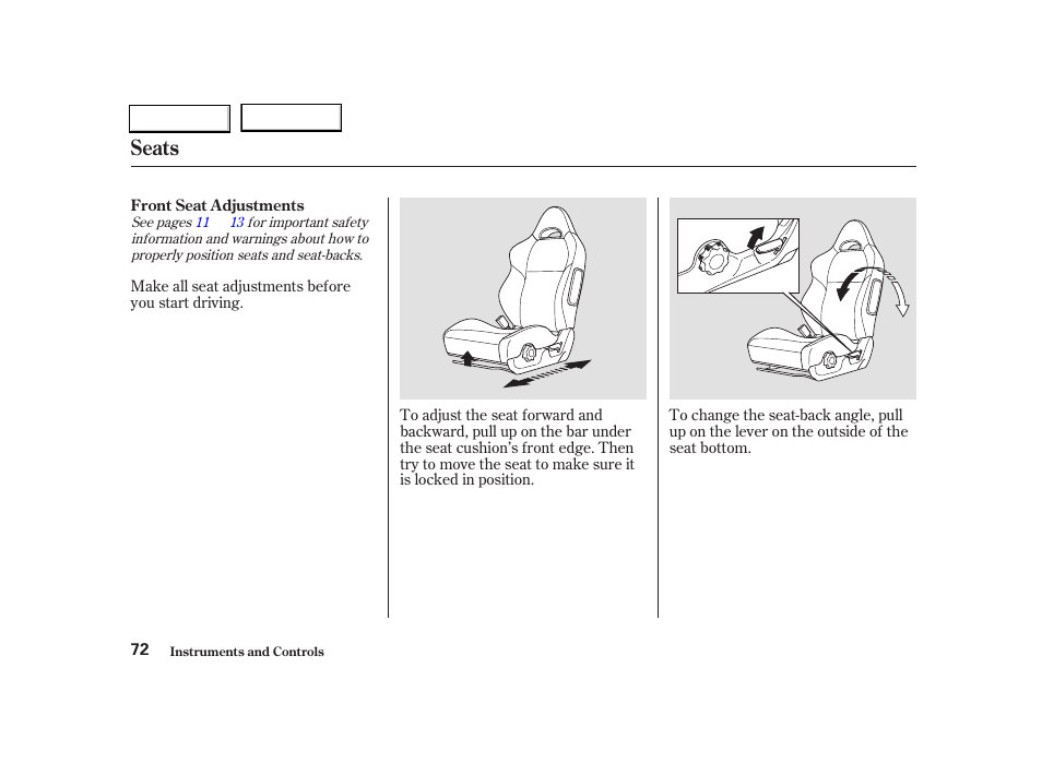 Seats | Acura 2004 RSX - Owner's Manual User Manual | Page 75 / 250