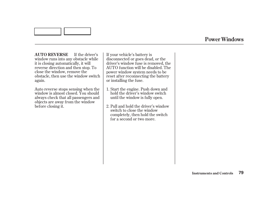 Power windows | Acura 2004 RSX - Owner's Manual User Manual | Page 82 / 250