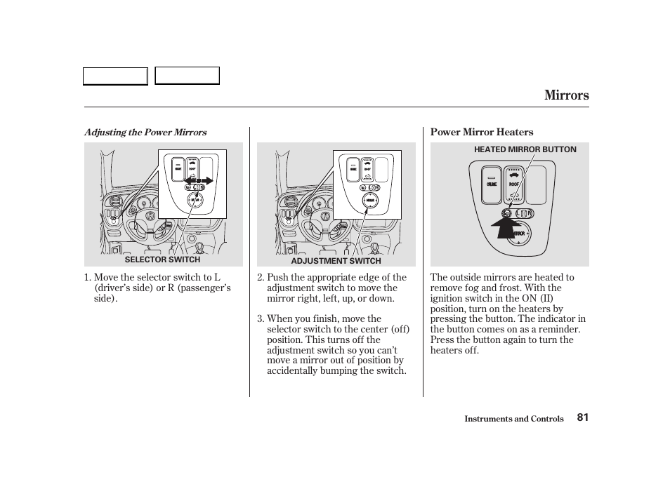 Mirrors | Acura 2004 RSX - Owner's Manual User Manual | Page 84 / 250
