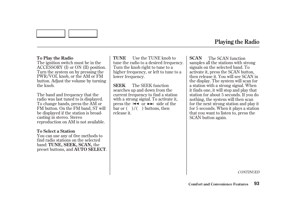 Playing the radio | Acura 2004 RSX - Owner's Manual User Manual | Page 96 / 250
