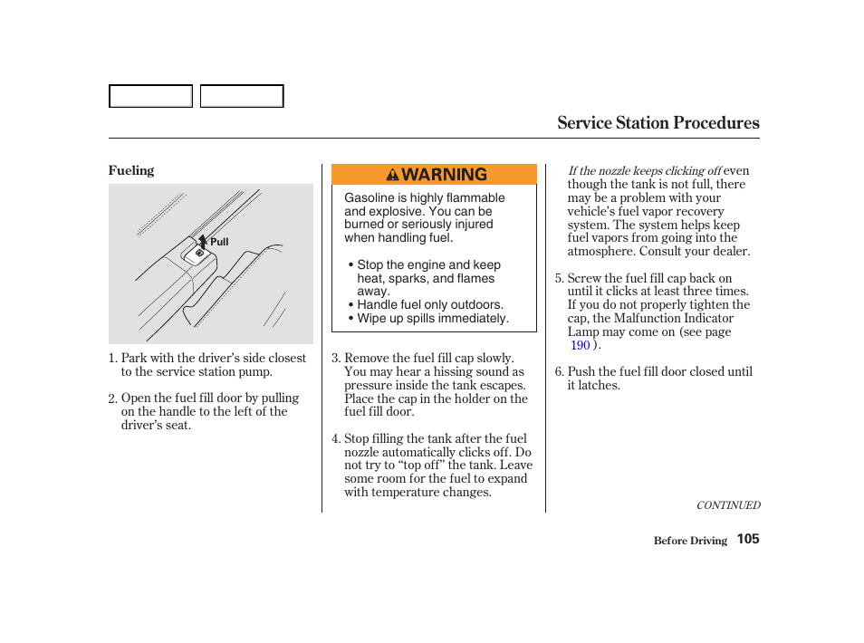 Service station procedures | Acura 2004 NSX - Owner's Manual User Manual | Page 108 / 230