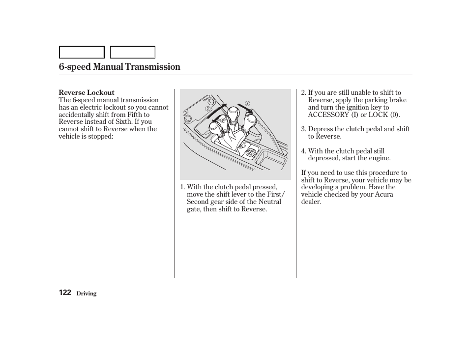 Speed manual transmission | Acura 2004 NSX - Owner's Manual User Manual | Page 125 / 230