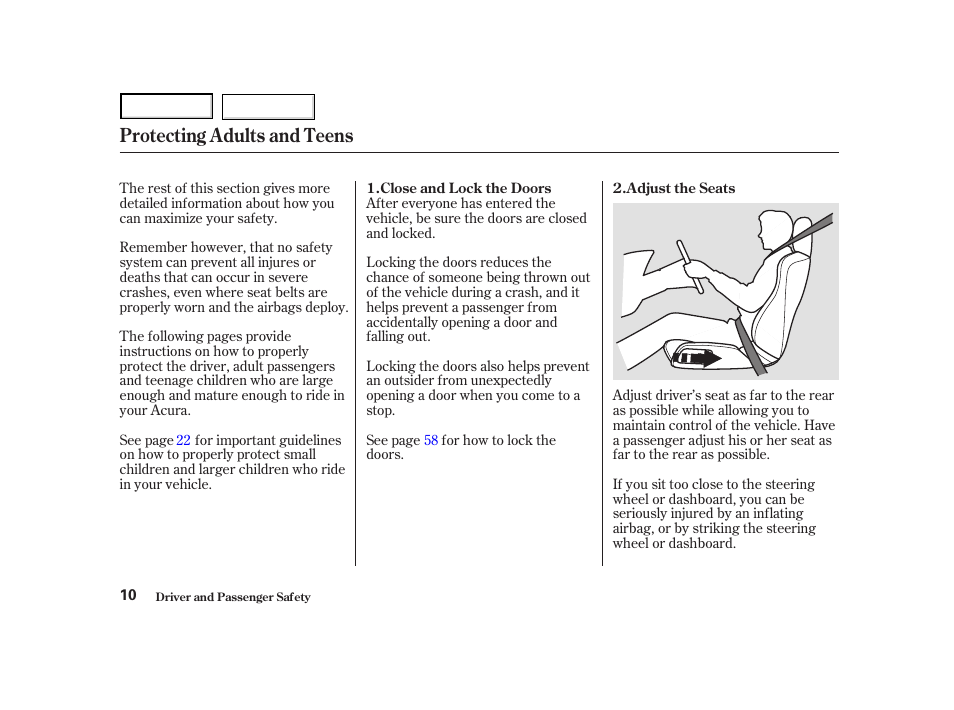 Protecting adults and teens | Acura 2004 NSX - Owner's Manual User Manual | Page 13 / 230