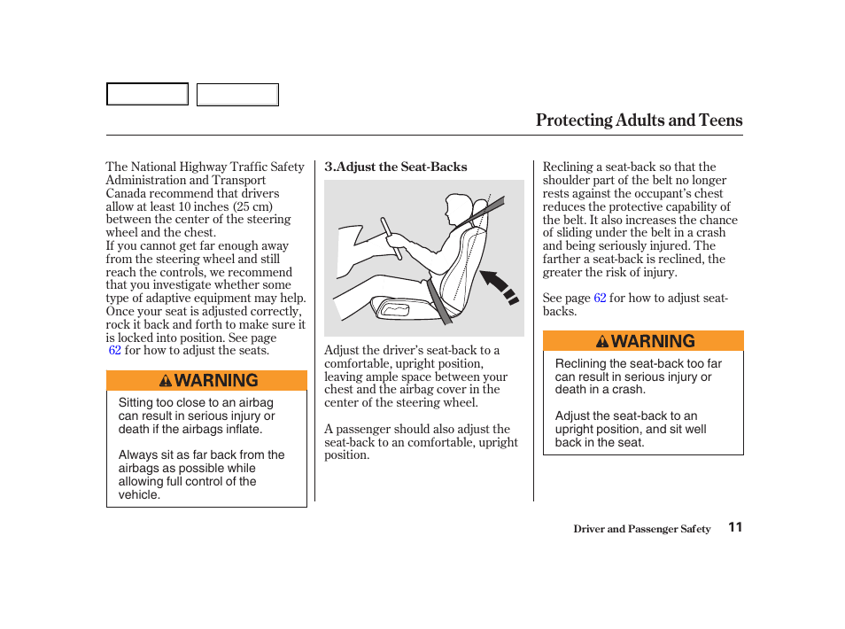 Protecting adults and teens | Acura 2004 NSX - Owner's Manual User Manual | Page 14 / 230