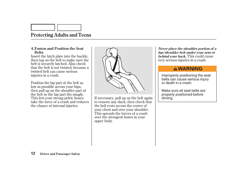 Protecting adults and teens | Acura 2004 NSX - Owner's Manual User Manual | Page 15 / 230