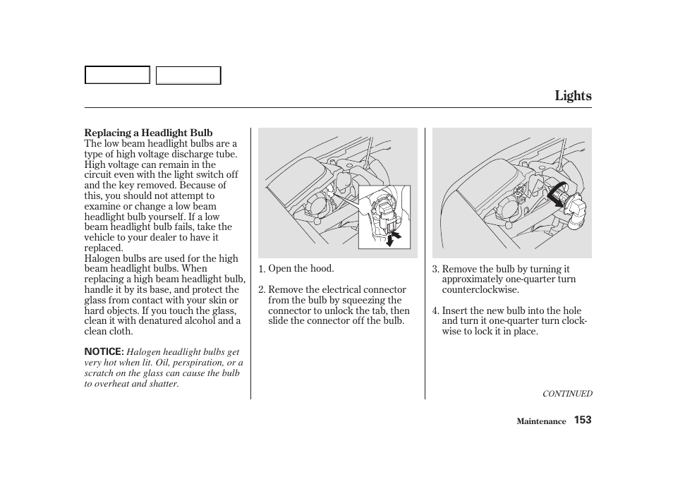 Lights | Acura 2004 NSX - Owner's Manual User Manual | Page 156 / 230