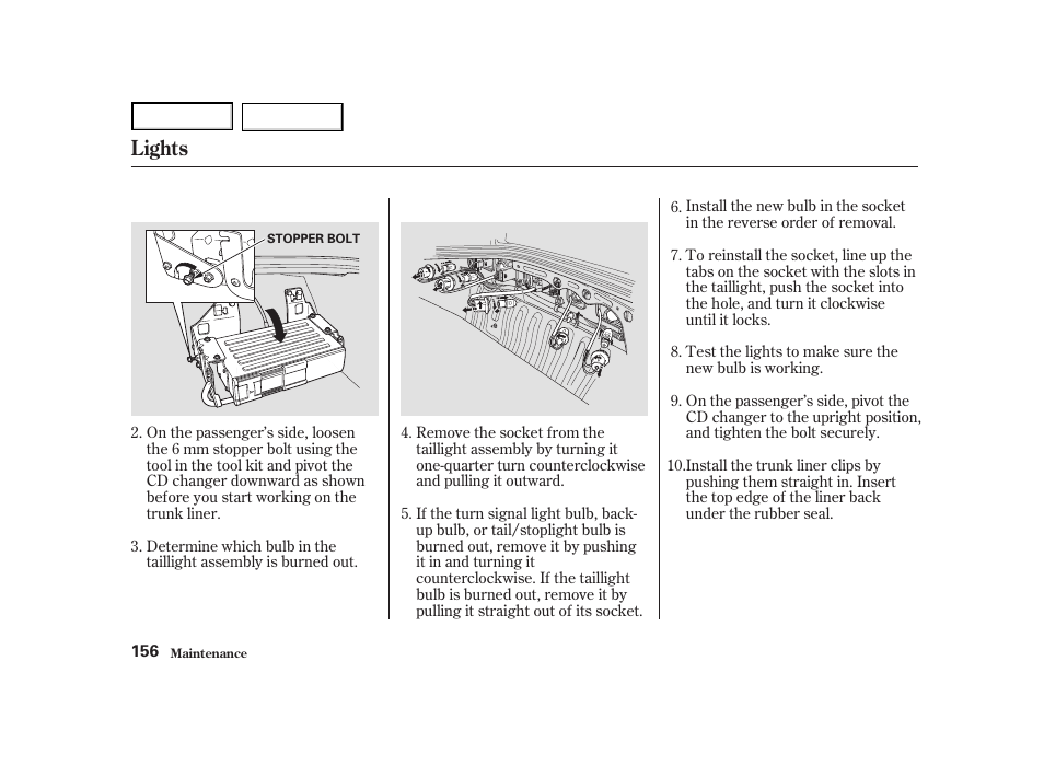 Lights | Acura 2004 NSX - Owner's Manual User Manual | Page 159 / 230